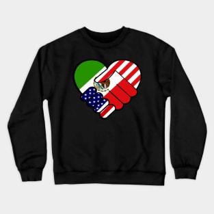 Mexico Flag USA Flag Handshake Crewneck Sweatshirt